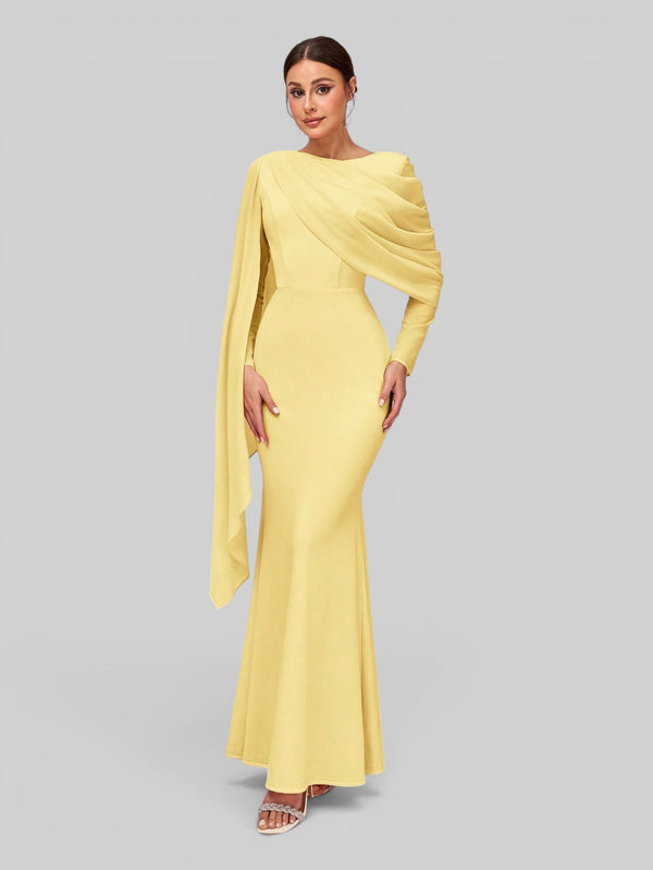 Vestido de Festa Longo Assimétrico com Capa Telma