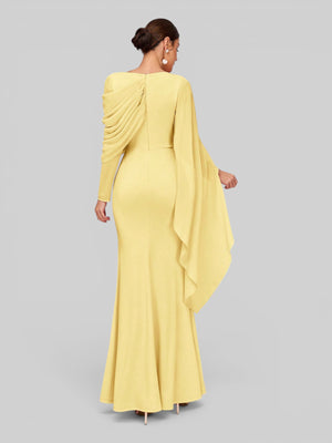 Vestido de Festa Longo Assimétrico com Capa Telma