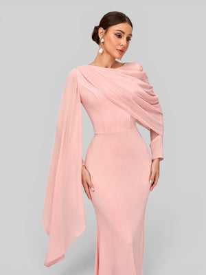 Vestido de Festa Longo Assimétrico com Capa Telma