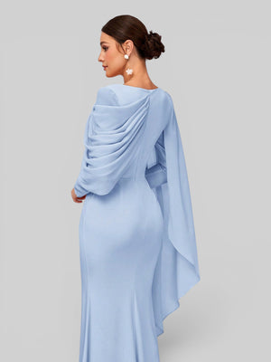 Vestido de Festa Longo Assimétrico com Capa Telma