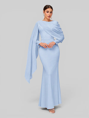 Vestido de Festa Longo Assimétrico com Capa Telma