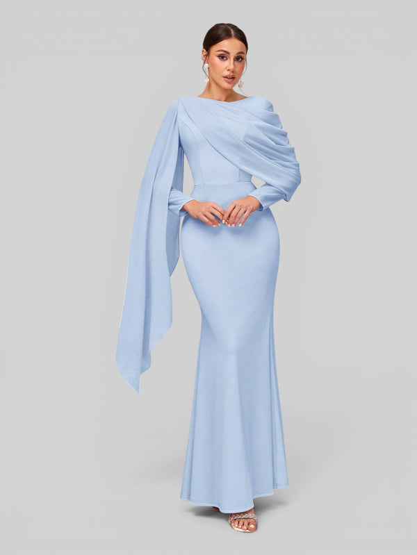 Vestido de Festa Longo Assimétrico com Capa Telma