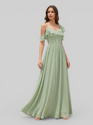 Vestido de Festa Longo Babados Dira