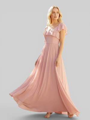 Vestido de Festa Longo Babados Dira