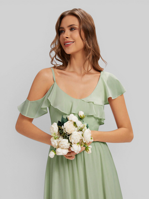 Vestido de Festa Longo Babados Dira