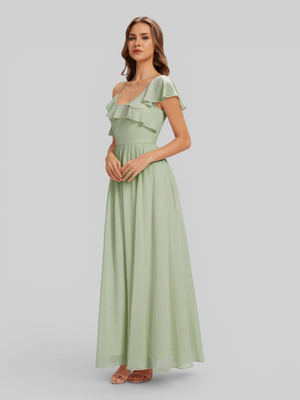 Vestido de Festa Longo Babados Dira