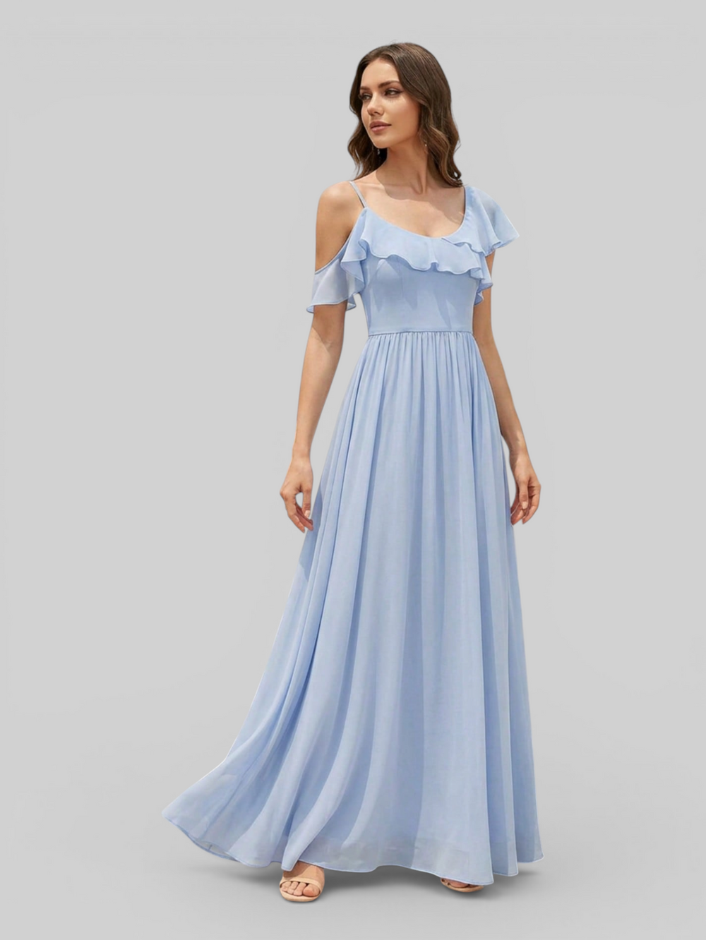 Vestido de Festa Longo Babados Dira