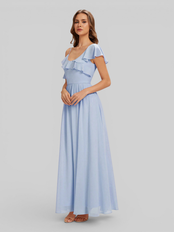 Vestido de Festa Longo Babados Dira