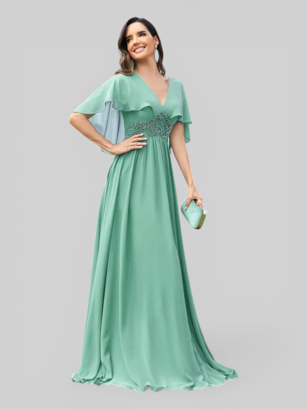 Vestido de Festa Longo Bordado Fluidez