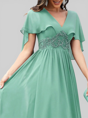 Vestido de Festa Longo Bordado Fluidez