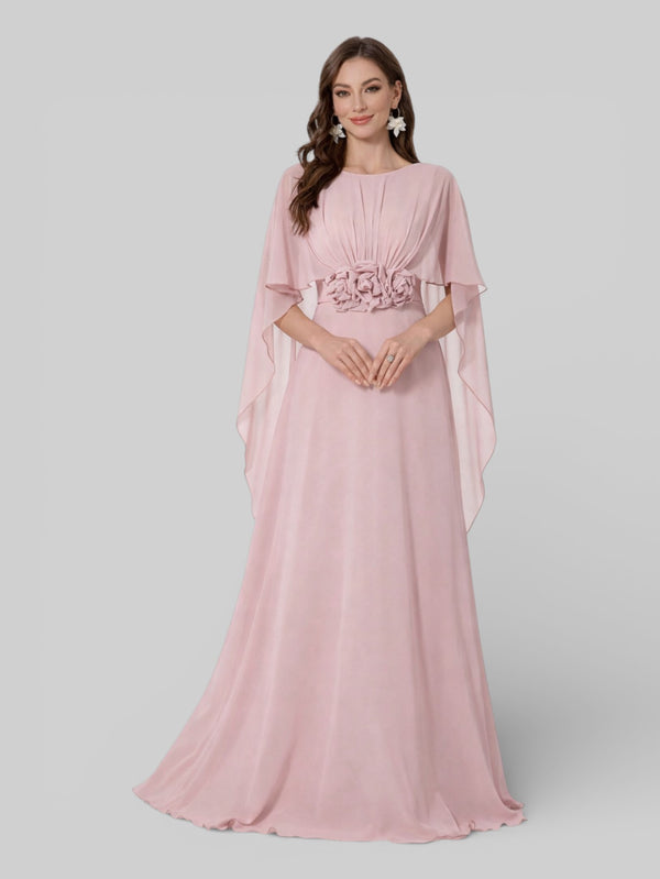 Vestido de Festa Longo Bordado com Capa Aurora Flowers - Aurea Dress