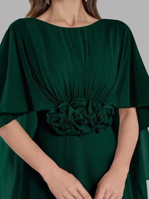 Vestido de Festa Longo Bordado com Capa Aurora Flowers - Aurea Dress
