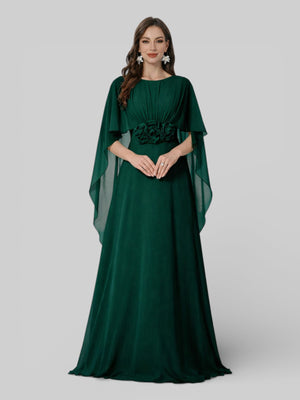 Vestido de Festa Longo Bordado com Capa Aurora Flowers - Aurea Dress