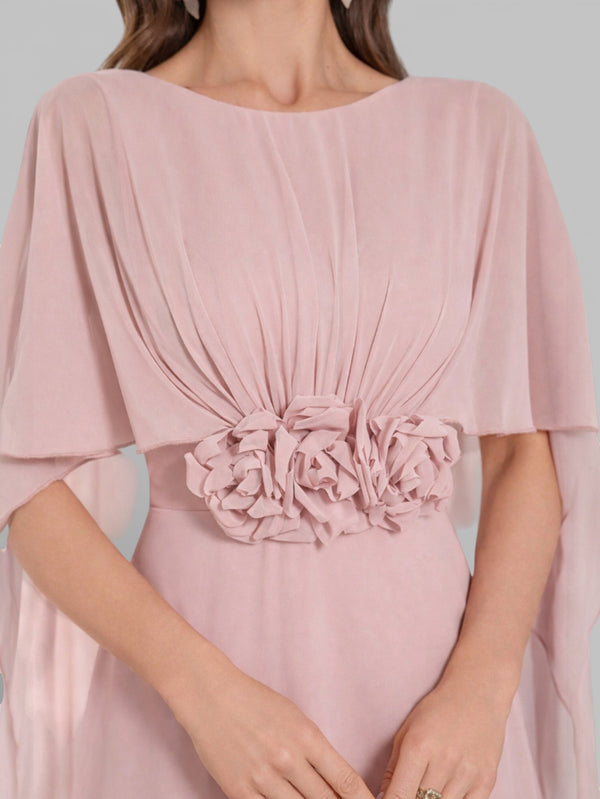Vestido de Festa Longo Bordado com Capa Aurora Flowers - Aurea Dress