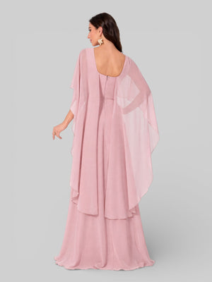 Vestido de Festa Longo Bordado com Capa Aurora Flowers - Aurea Dress