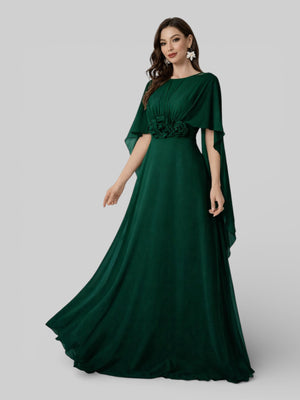 Vestido de Festa Longo Bordado com Capa Aurora Flowers - Aurea Dress