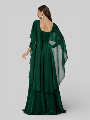 Vestido de Festa Longo Bordado com Capa Aurora Flowers - Aurea Dress