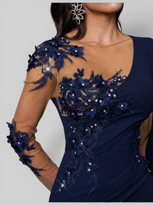 Vestido de Festa Longo Bordado com Capa Premium Aurelia