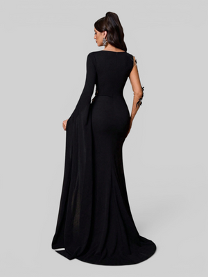 Vestido de Festa Longo Bordado com Capa Premium Aurelia