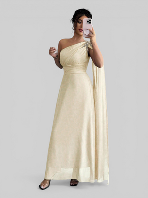 Vestido de Festa Longo Bordado com Capa Tamara