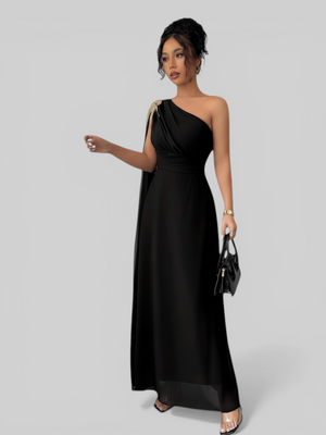 Vestido de Festa Longo Bordado com Capa Tamara