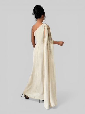 Vestido de Festa Longo Bordado com Capa Tamara