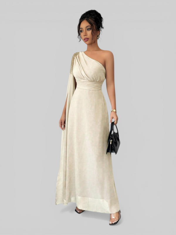 Vestido de Festa Longo Bordado com Capa Tamara