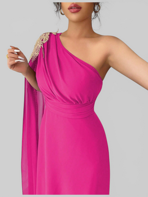 Vestido de Festa Longo Bordado com Capa Tamara