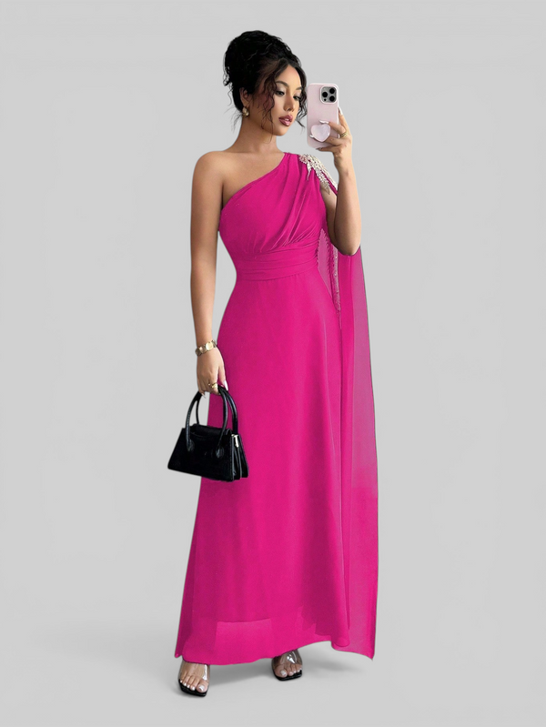 Vestido de Festa Longo Bordado com Capa Tamara