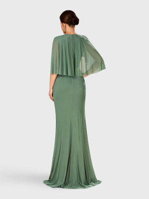 Vestido de Festa Longo Bordado com Echarpe Milley