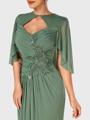 Vestido de Festa Longo Bordado com Echarpe Milley