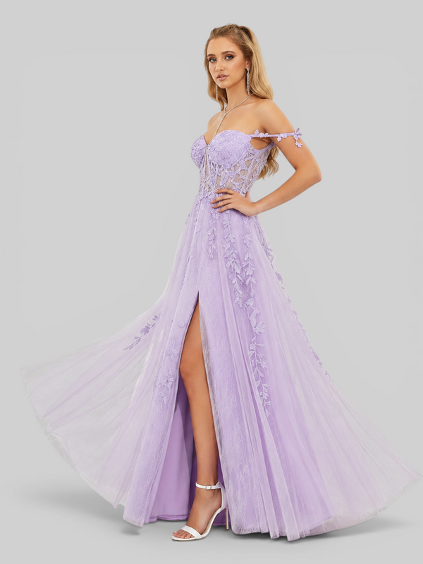 Vestido de Festa Longo Bordado com Fenda Debut