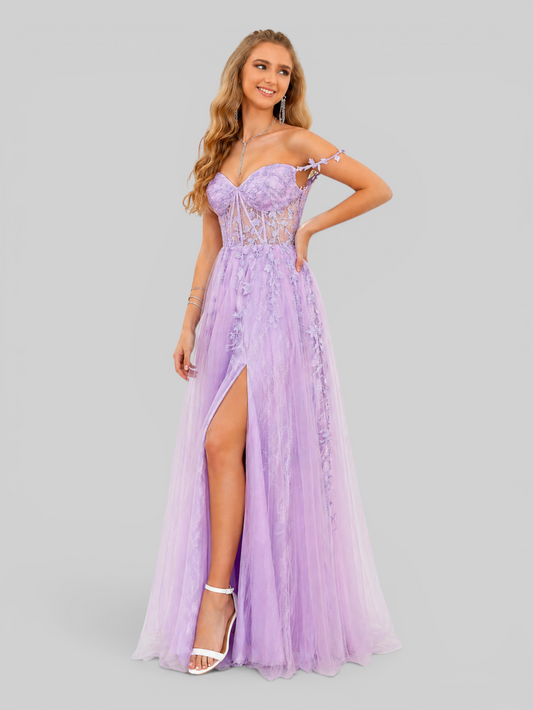 Vestido de Festa Longo Bordado com Fenda Debut