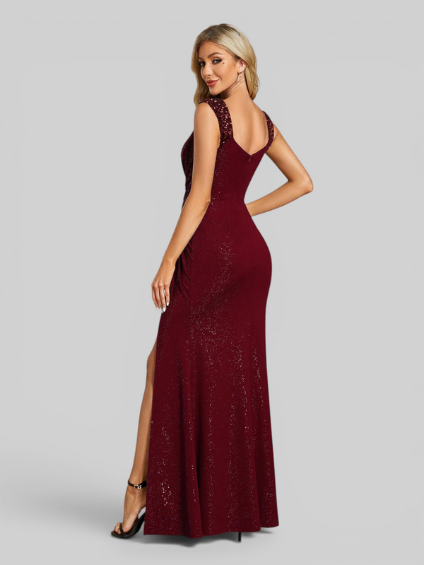 Vestido de Festa Longo Bordado com Paetê e Brilho Rayka