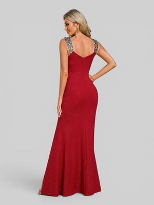 Vestido de Festa Longo Bordado com Paetê e Brilho Rayka
