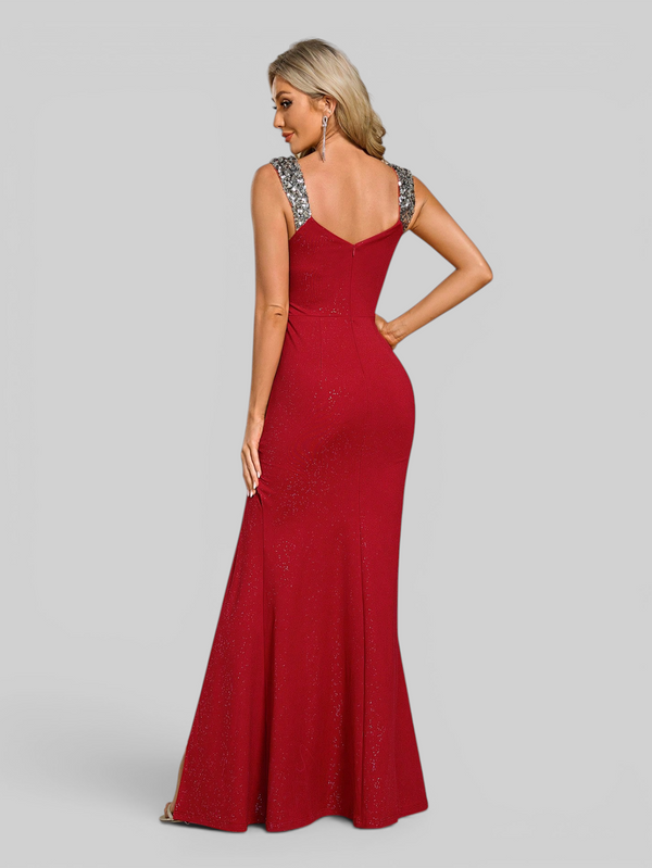 Vestido de Festa Longo Bordado com Paetê e Brilho Rayka