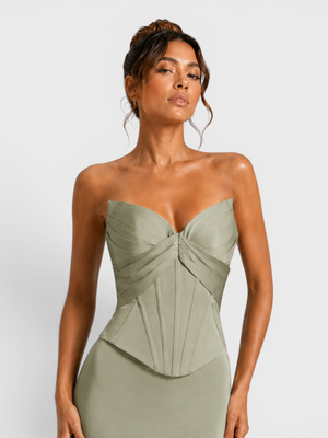 Vestido de Festa Longo Corpete Amarração nas Costas Aurea