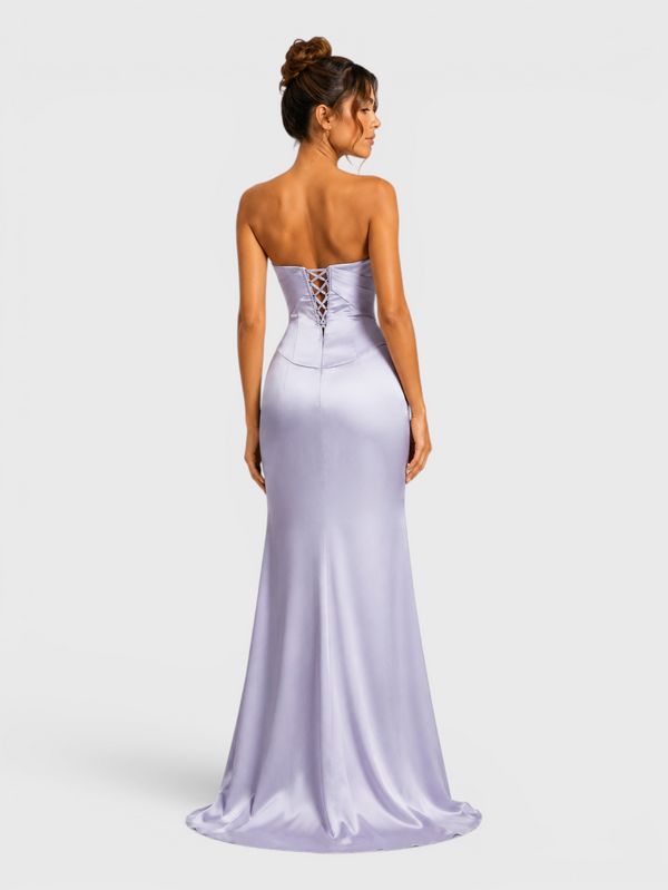 Vestido de Festa Longo Corpete Amarração nas Costas Aurea