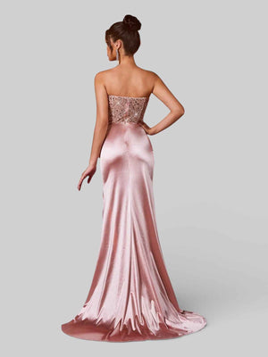 Vestido de Festa Longo Corpete com Paetê Magnólia