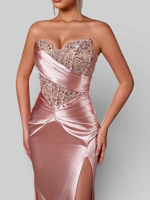 Vestido de Festa Longo Corpete com Paetê Magnólia