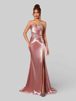 Vestido de Festa Longo Corpete com Paetê Magnólia