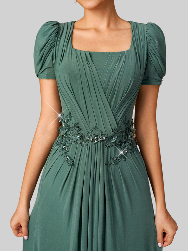 Vestido de Festa Longo Drapeado com Bordado Zaffic