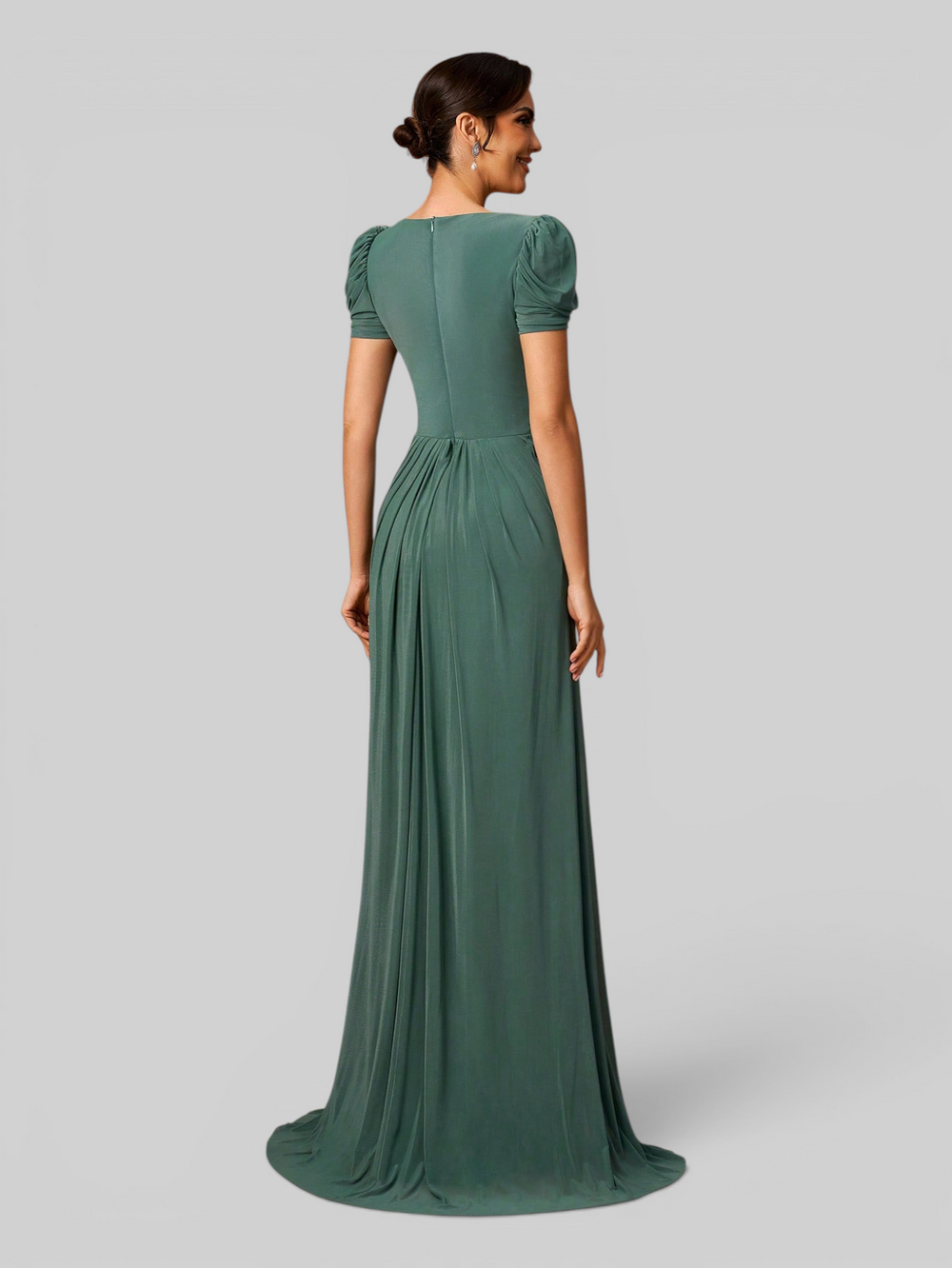 Vestido de Festa Longo Drapeado com Bordado Zaffic