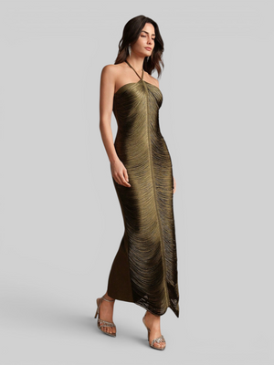 Vestido de Festa Longo Franjas em Ondas Cannes Anne