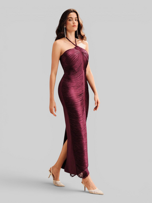 Vestido de Festa Longo Franjas em Ondas Cannes Anne