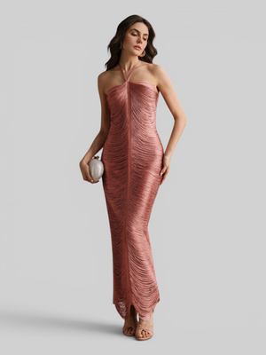 Vestido de Festa Longo Franjas em Ondas Cannes Anne