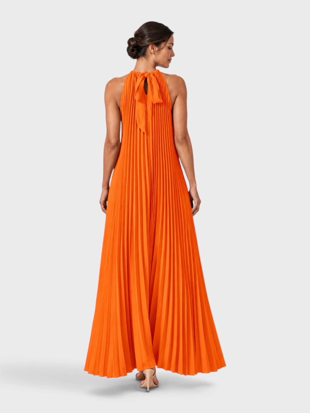 Vestido de Festa Longo Gola Halter Plissado Elisa