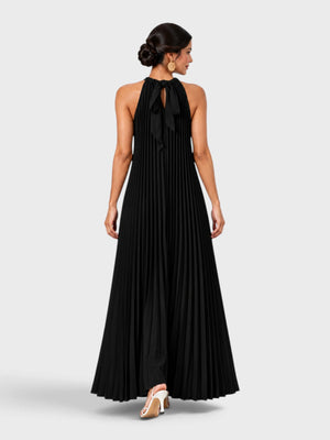 Vestido de Festa Longo Gola Halter Plissado Elisa