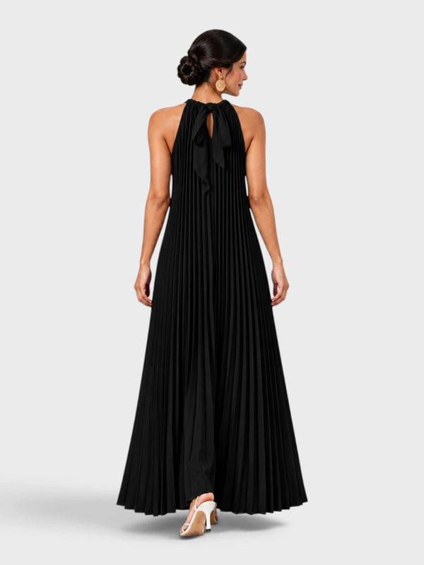 Vestido de Festa Longo Gola Halter Plissado Elisa
