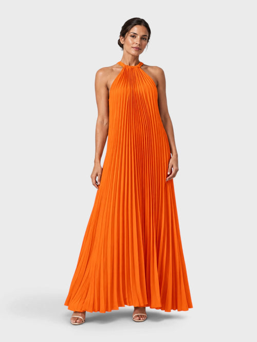 Vestido de Festa Longo Gola Halter Plissado Elisa